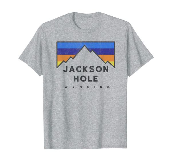 

jackson hole wyoming retro mountain colors t-shirt, White;black