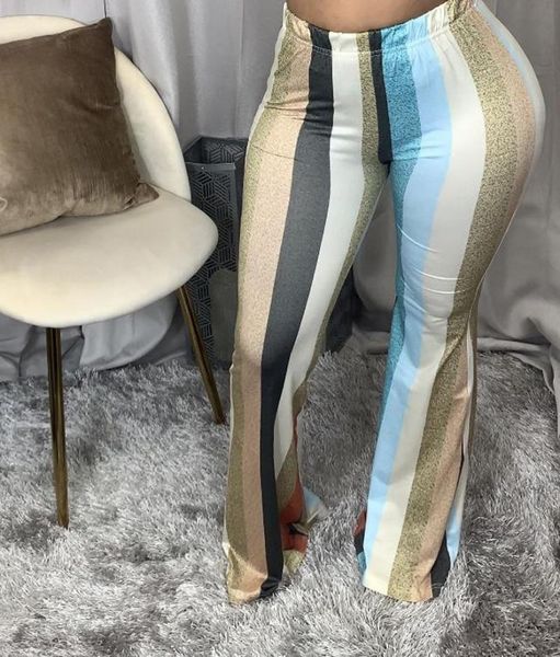 

women's pants & capris women printed striped elastic waist casual fashion large size ladies autumn trousers plus female african trendin, Black;white