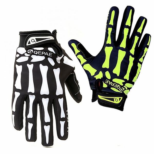 

cycling gloves anti-slip mtb long finger outdoor mountain bike full skull #m, Black