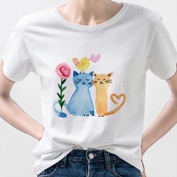 

well being print fashion graphic womens t shirt valentines day korean style white couples matching edgy casual
