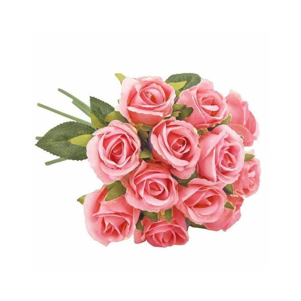 

bunch 12 heads rose artificial holding bouquets decoration wedding flowers simulation home fake supplies dec v4n4 decorative & wreaths