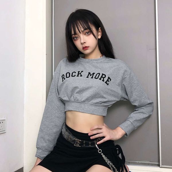 

women's sweaters amy way street alphabet print round neck loose sweater waist down slim long sleeve dancing t-shirt coat for women 9pic, White;black