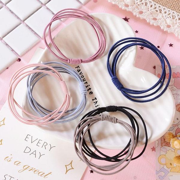 

price discount four-in-one tie hair elastic basic hair rope, Slivery;white