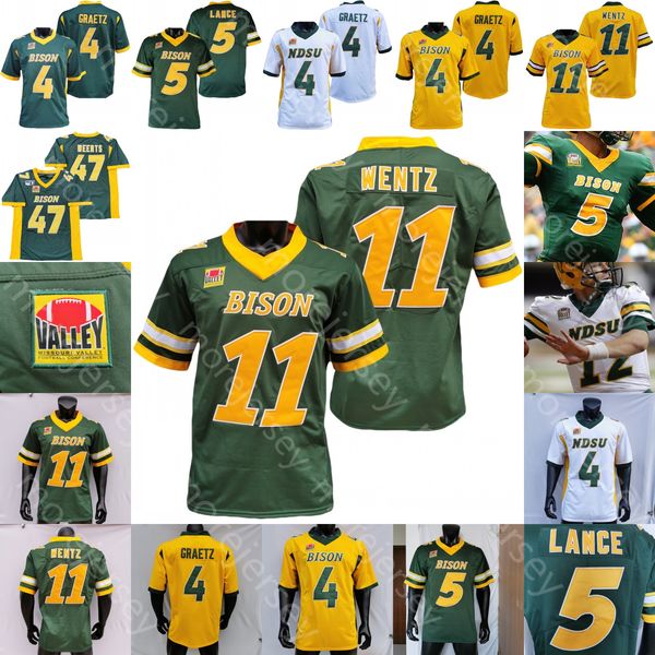 

ndsu north dakota state bison football jersey ncaa college carson wentz trey lance ty brooks adam cofield christian watson phoenix sproles d, Black;red