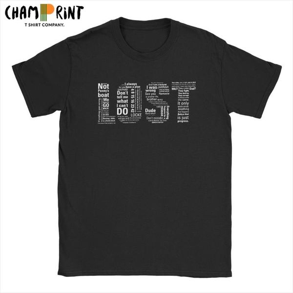 

men's t-shirts men lost quotes drama tv show sci-fi t shirts cotton humorous short sleeve crew neck tees birthday gift t-shirt, White;black