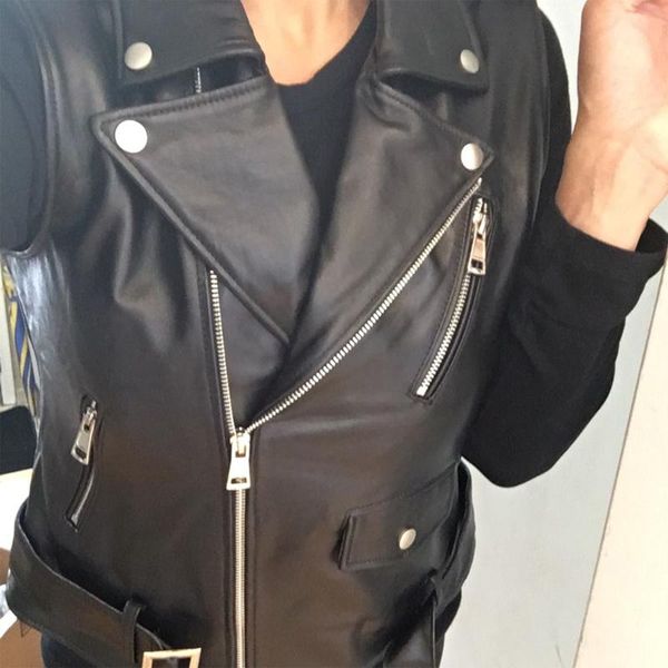 

women's vests women leather vest with belt 100% genuine sheepskin cowhide 4 color motorcycle coat female waistcoat autumn m006, Black;white