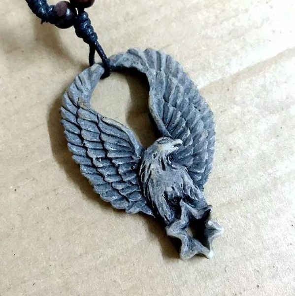 

12 pcs design personality tribal bone hawk totem necklace long rope chain male punk jewelry, Silver