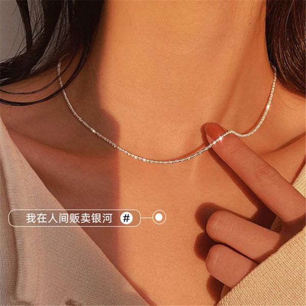 

chokers korea fashion shiny gypsophila necklaces for women stacked clavicle chain female simple temperament necklace jewelry, Golden;silver