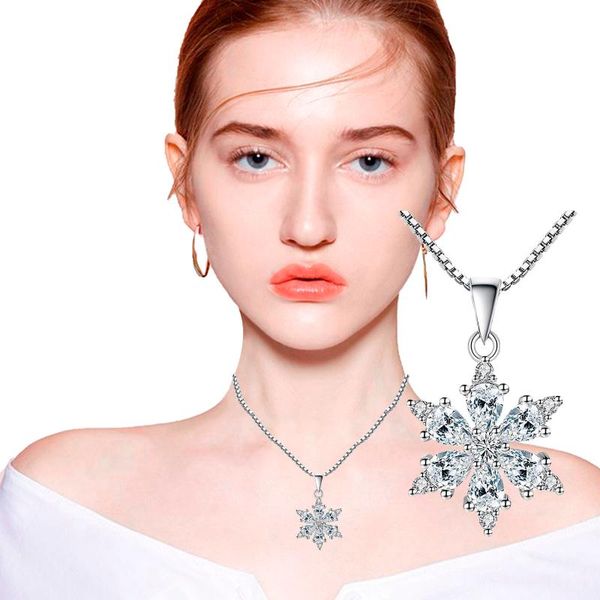 

pendant necklaces creative necklace personal gift for women shining snowflake special fashion women's christmas jewelry, Silver
