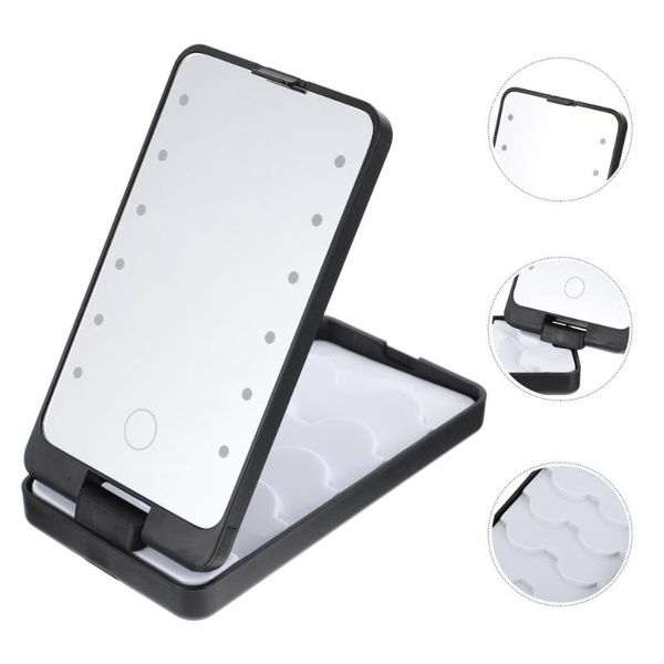 

false eyelashes eyelash holder case storage box with makeup mirror and led light