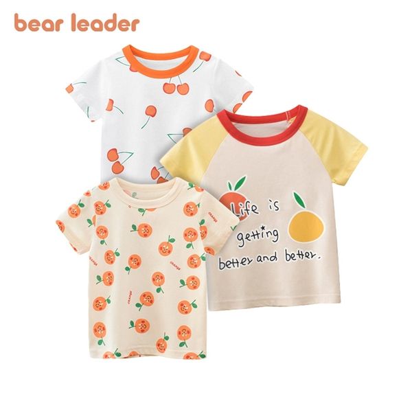 Baby Girls Fruits Print Футболки Летние Дети Девушка Вишня Оранжевые Tees Малыш Повседневная Одежда 2-7 лет 210429