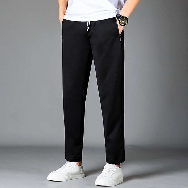 

casual pants men's long summer ice thin loose straight spring and capris trendy brand quick drying sports, White;black