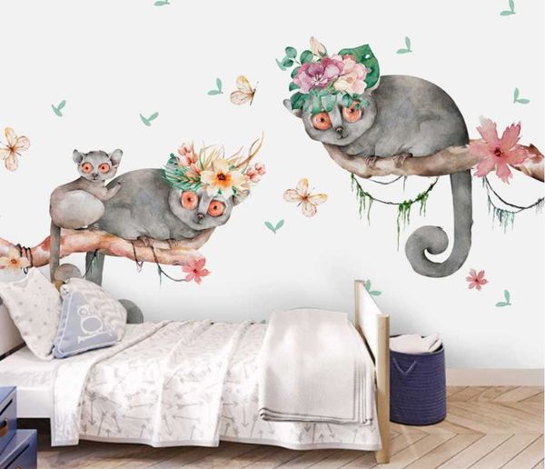 

wallpapers xue su custom po wallpaper mural nordic simple flower cute animal children's house background wall