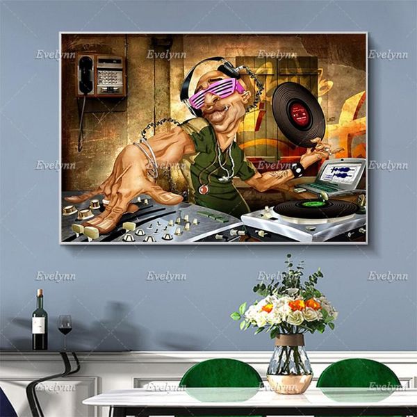

paintings dj vintage poster, player, lover, art print, disc, music art,home decor canvas wall prints unique gift