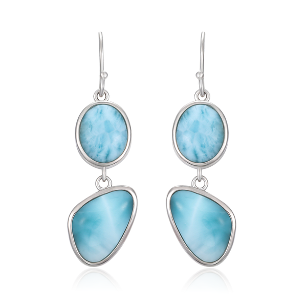 

dangle & chandelier natural precious larimar earrings for women 2021 simple fashion geometric charm 925 sterling silver jewelry gift classic