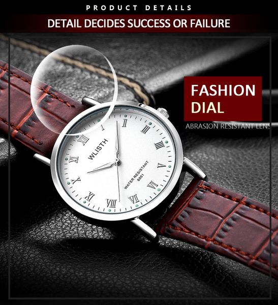 

mens watches leather strap quartz calendar cool wristwatches fashion business luxury men watch wholesale, Slivery;brown