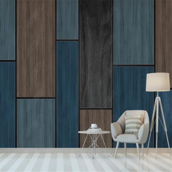 

wallpapers custom minimalist geometric wood board 3d wall paper home industrial decor mural bedroom self-adhesive wallpaper papel de parede