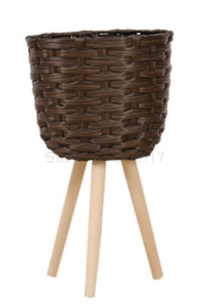 

planters & pots wooden floor flower stand straw basket flowerpot decoration nordic living room balcony simple garden plant pot