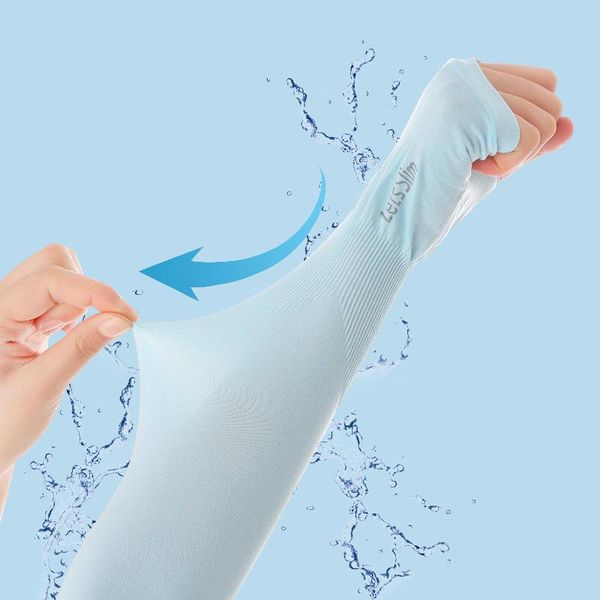 

men women uv sun protection cycling running basketball golf outdoor sports cooling arm sleeves compression cover five fingers gloves, Blue;gray