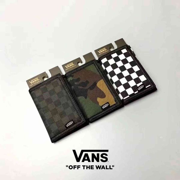 

v@ns checkerboard lovers velcro folding canvas wallet, Red;black