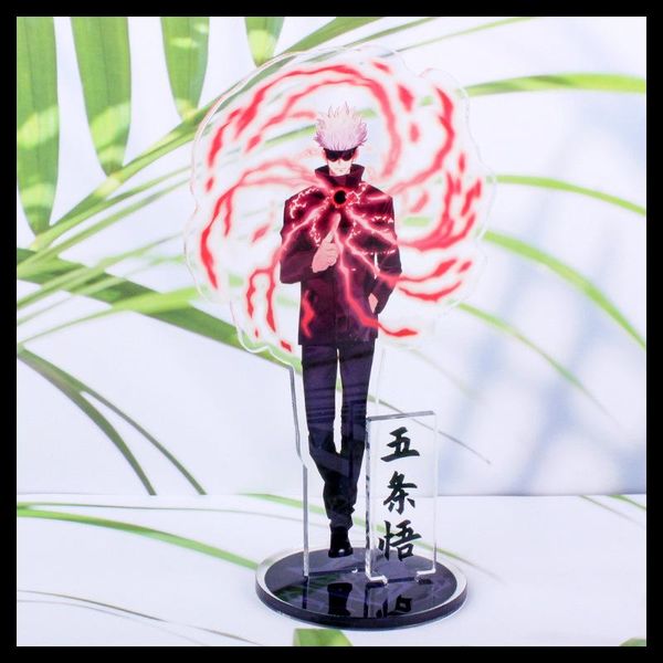 

keychains jujutsu kaisen keychain man anime acryli standing key chain women holder lover keyring gojo satoru ring pendant llaveros, Silver