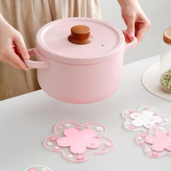 

mats & pads japan style cherry blossom heat insulation table mat tea cup milk mug coffee anti-skid kitchen accessories