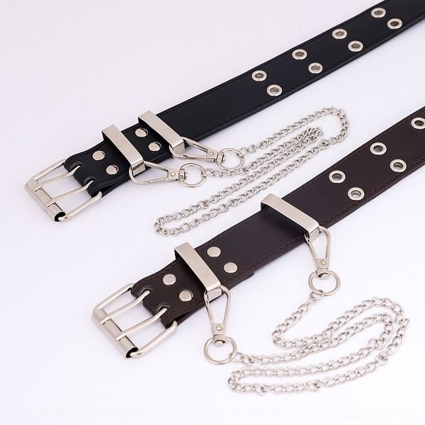 

bbgq punk style double exhaust belts pu women's korean fashion jeans and jeans chain decoration wide belt women, Black;brown