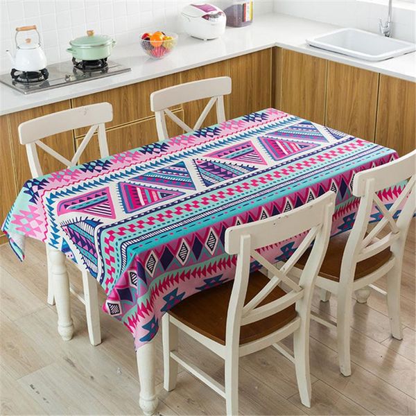 

waterproof geometric stripes boho tablecloth cover cloth coffee table linen dining