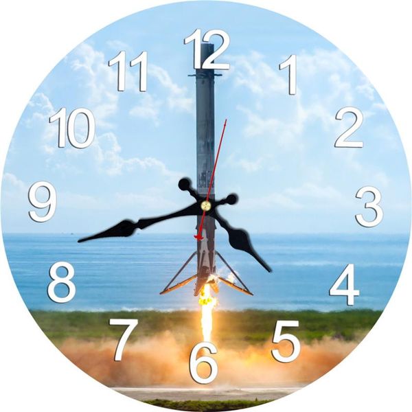 

wall clocks 14inch space stars planets rockets launch round clock arabic numerals design non ticking large for bedrooms