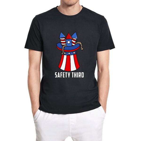 

men's t-shirts independence third celebration 4th of july patriotic fireworks safety funny t-shirt short sleeve tee oversize, White;black