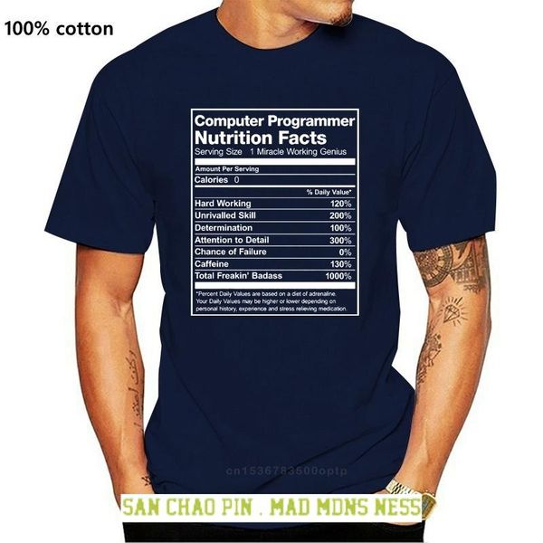 

men's t-shirts computer programmer nutrition facts funny 2021 fashion casual men t shirt novelty o-neck muscle, White;black
