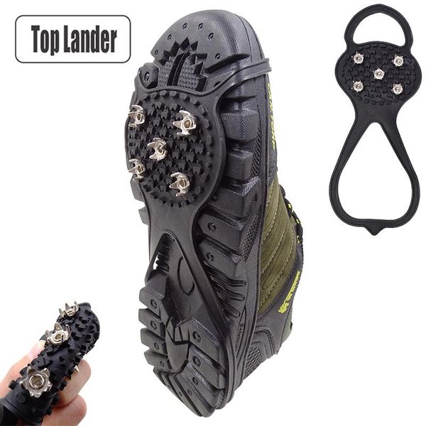 

crampons ice for hiking boots universal snow walking cleat crampon climbing non-slip shoes cover 5 teeth spikes cords, slings and webbing