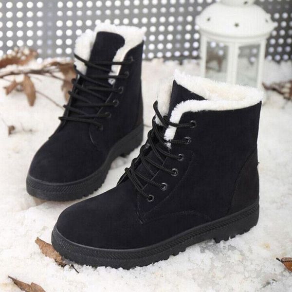 Stiefel Mode Frauen Winter 2021 Pelz Warme Schnee Knöchel Plüsch Einlegesohle Halten Schuhe Frau Damen Runde Kappe