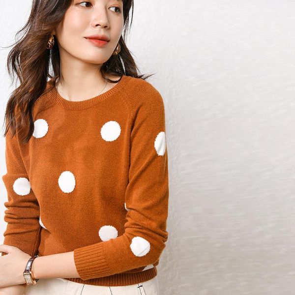 

women's sweaters ladies pullover autumn winter knitted sweater korean fashion o-neck long sleeve women dot jumper, White;black
