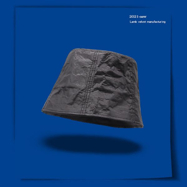 

newins ~ wax cloth pleated base basin hat is easy to match, small face, bucket fisherman's hat, female, Blue;gray