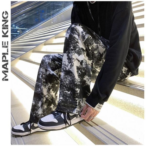 

men's pants brand tie dye mens sweatpants stretch foot mouth straight jogging cargo trousers men women streetwear hip hop oversizes, Black