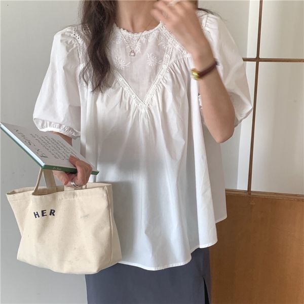 

women's knits & tees new womens blouse summer femme women shirt white short sleeve chiffon girls women blouses plus size blusas loose