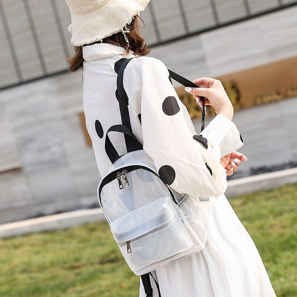 

outdoor bags women backpack fashion clear bag transparent pvc see through mini cute school book /by