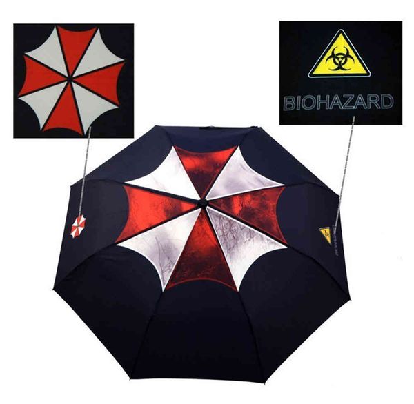 Biohazard residente guarda-chuva corporação parapluie chuva homens 3 manual dobrável paraguas hombre novidade itens