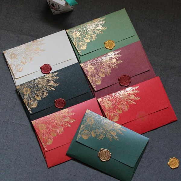 

gift wrap 10pcs/lot high grade pearl paper envelopes 125mmx175mm european bronzing pattern envelope bag
