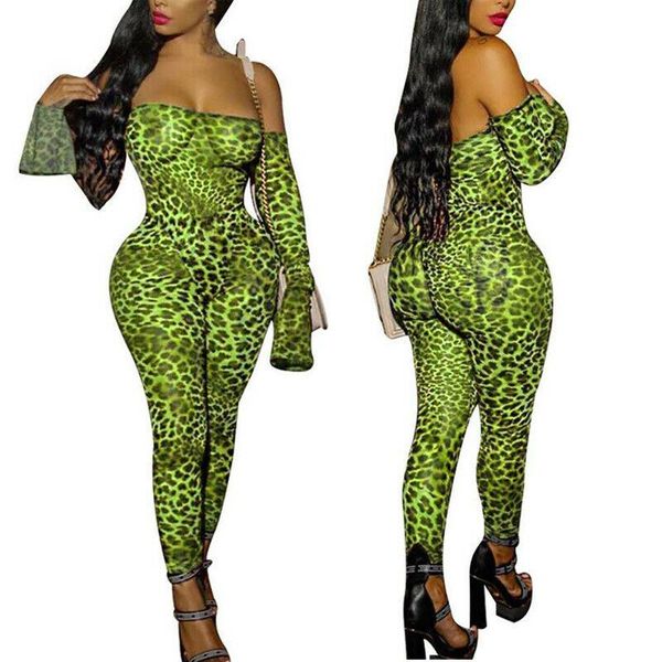 

women's jumpsuits & rompers women off shoulder long sleeve stretch animal print jumpsuit serpentine, Black;white