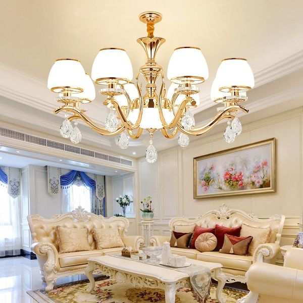 

modern lustre crystal led chandelier lighting gold metal living room pendant chandeliers lights dining suspension lamp