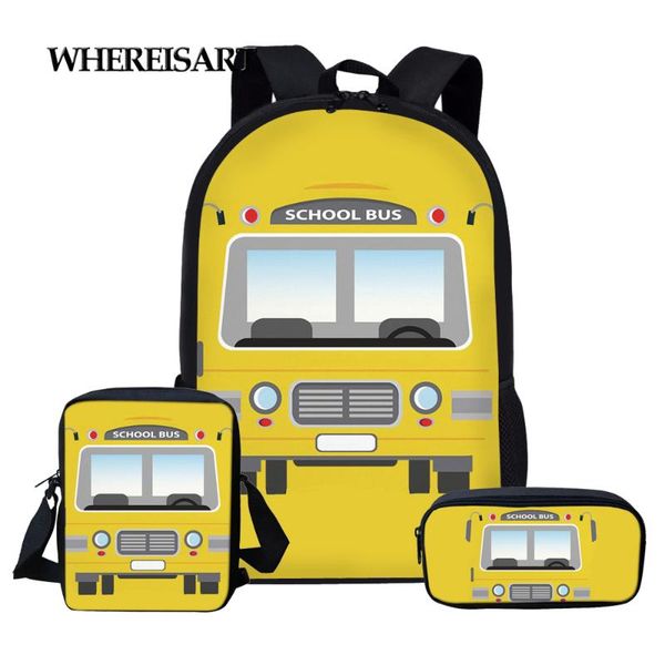 

school bags whereisart cute bus kids backbag creative yellow car children backpack 3d printing bookbag for little boys bagpack