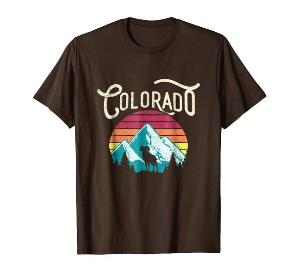 

retro colorado co mountains wildlife bighorn sheep t-shirt, White;black