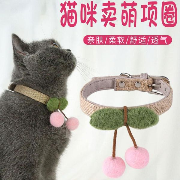 

dog collars & leashes the 2021 tie cat pure manual weaving cherry puppy collar pet supplies wholesale spot