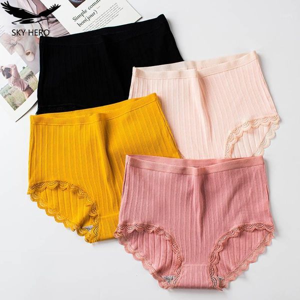 

women's panties 3pcs/lot women lace with high waist fit thermal underwear shorts female cotton briefs underpants cute neckline, Black;pink