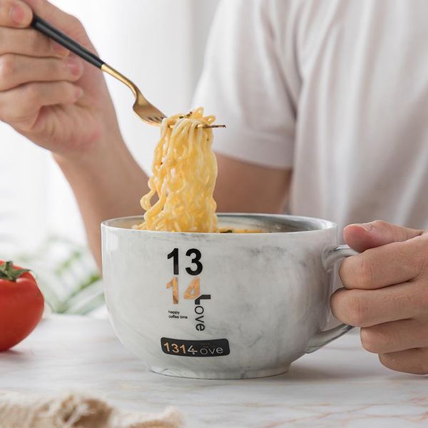 

ceramic instant noodle bowl 600ml /800ml oatmeal breakfast cup microwave bowls preservation sealed student with lid