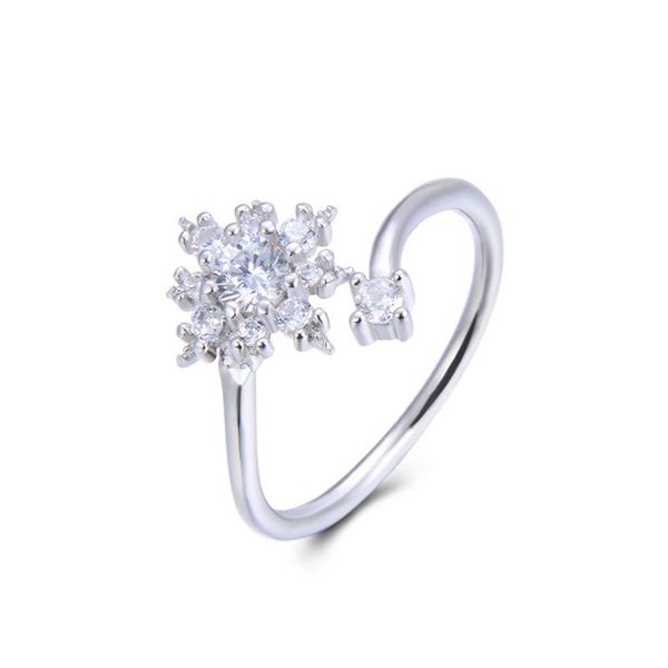 

cluster rings hemiston luxury antique 100% 925 sterling silver adjustable snow for women jewelry gift, Golden;silver