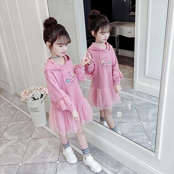 

girl's dresses spring and autumn girls' casual dress children's sweater skirt, large clothing, western style girl, long sleev, Red;yellow