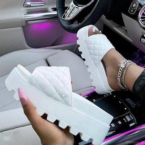 

slippers women 2021 fashion summer thick bottom non-slip comfort outdoor beach female slides 5cm platform ladies shoes plus size, Black